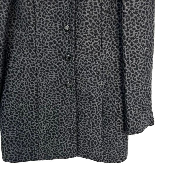 Carlisle Black Grey Leopard Print Wool Button Front Suit Jacket Womens 4 - Picture 5 of 6